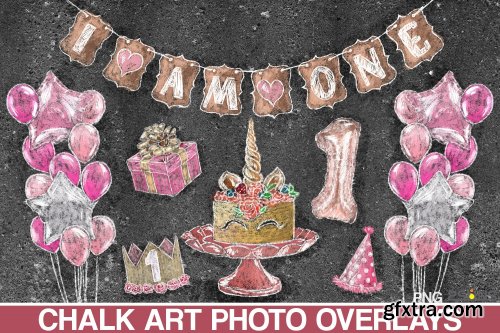 Birthday chalk art overlays. Photoshop overlay 685639