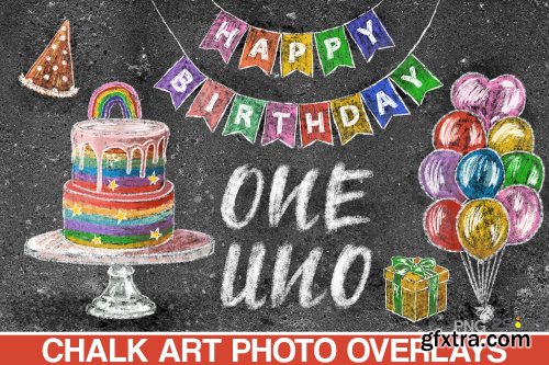 Birthday chalk art overlays. Photoshop overlay 685634