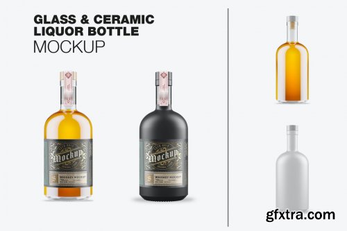 Colored Glass Liquor Bottle Mockup