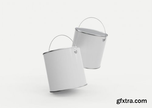 Floating Paint Buckets Mockup