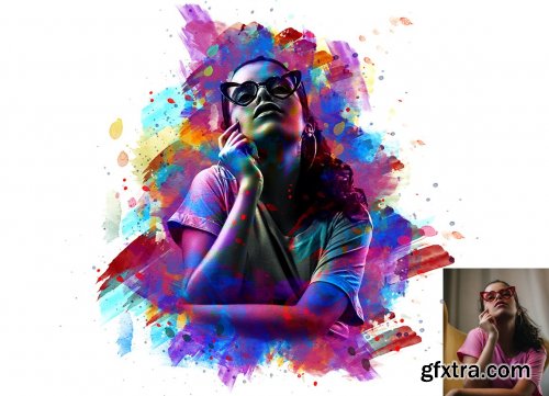 CreativeMarket - Multicolored Portrait Photoshop Action 7041043