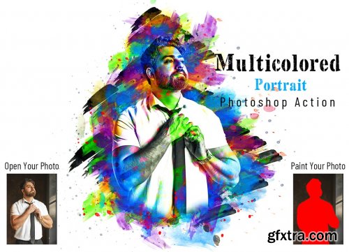 CreativeMarket - Multicolored Portrait Photoshop Action 7041043