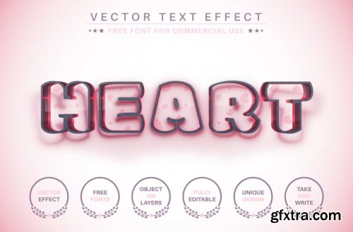 Pink Heart - Editable Text Effect, Font Style