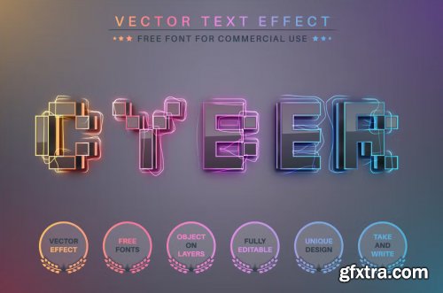 Cyber Pixel - Editable Text Effect, Font Style