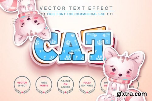 Cat Sticker - Editable Text Effect, Font Style