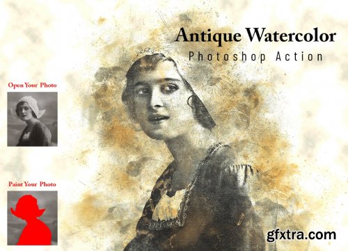 CreativeMarket - Antique Watercolor Photoshop Action 7044588