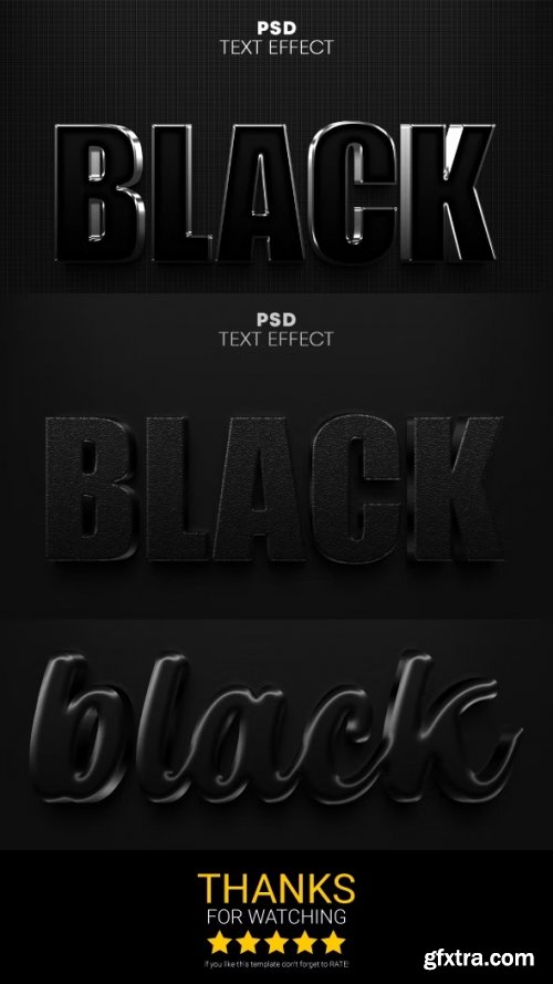 GraphicRiver - 3 Black PSD smart object editable text effect design 35993007