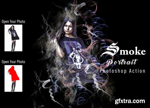 CreativeMarket - Smoke Portrait Photoshop Action 7048511