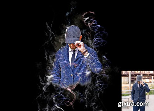 CreativeMarket - Smoke Portrait Photoshop Action 7048511