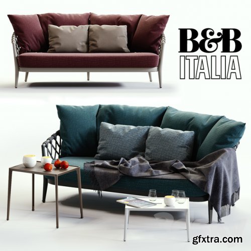 B&B Italia Erica blue and red sofa 