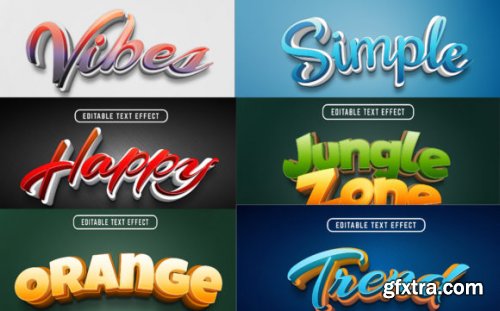 Set of 3d Editable Text Effect