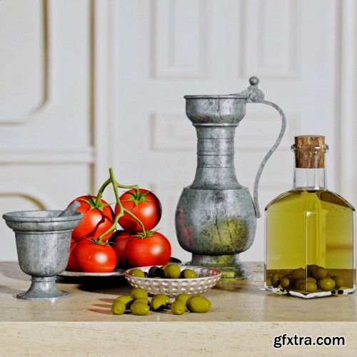 Olive and oil decorative set