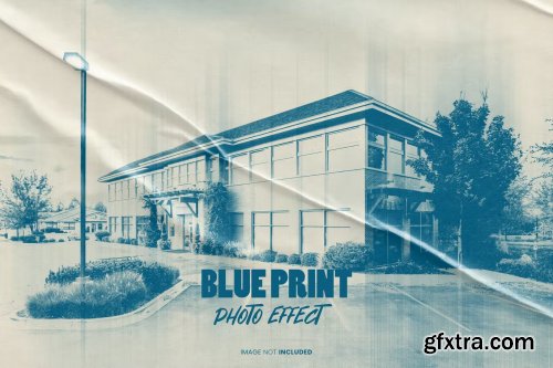 Blue print photo effect for photoshop