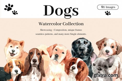 Dogs adorable Pet Watercolor 