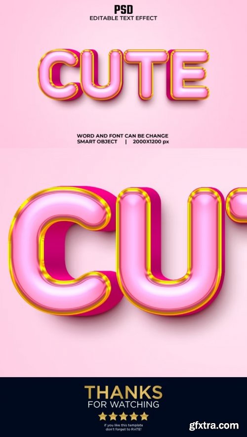 GraphicRiver - Cute 3d Editable Text Effect Style Premium PSD with Background 36615990