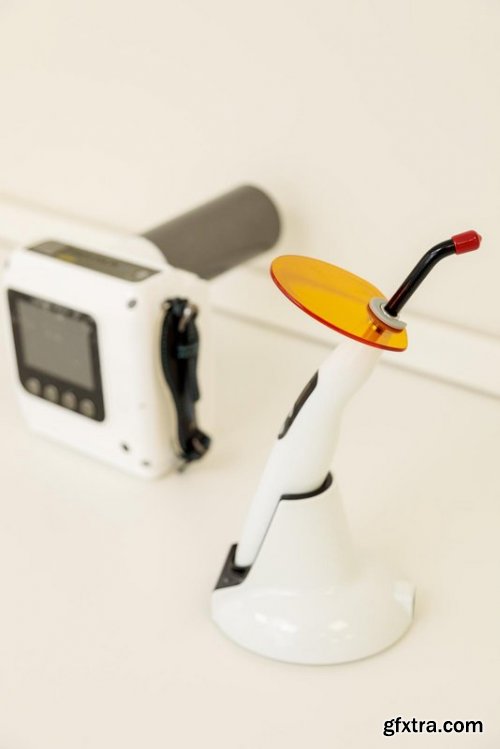 Interior of the dental office with a chair and tools for dental treatment