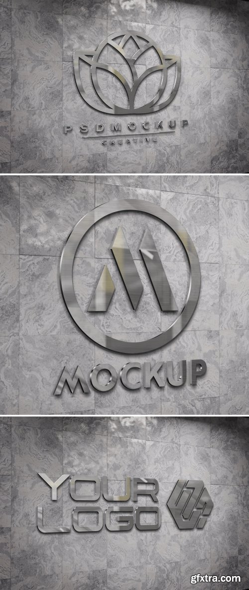 Logo Mockup on Underground Wall with 3D Glossy Metal Effect 484749370