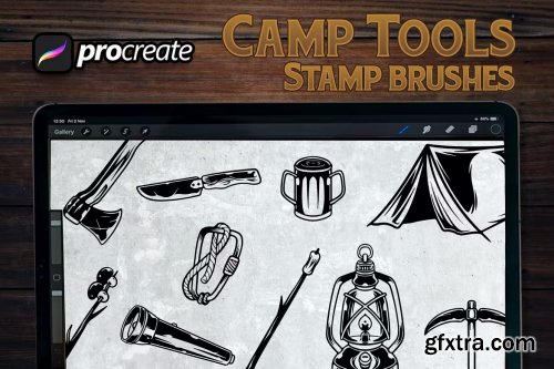 Camp tools element nature brush stamp