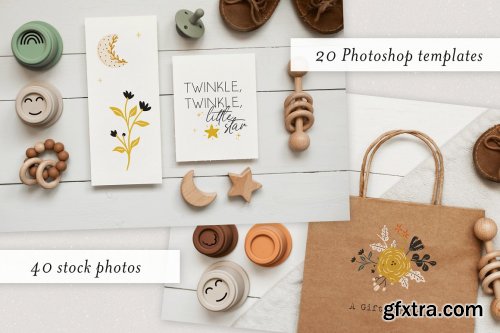 CreativeMarket - Boho Baby Mockup + Photo Bundle 7071383