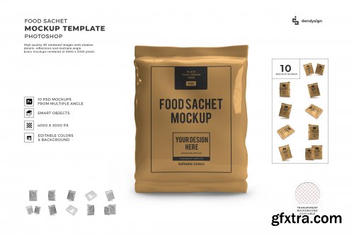 Food Sachet Packaging 3D Mockup Template Bundle 