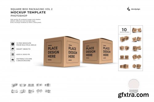 Square Box Packaging Mockup Template Bundle 2