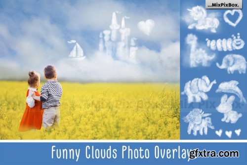 CreativeMarket - Funny Clouds Photo Overlays 6043289