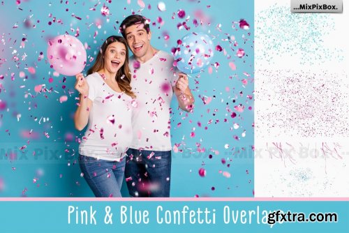 CreativeMarket - Pink and Blue Confetti Overlays 6032880