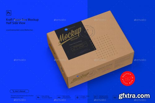 GraphicRiver - Kraft Paper Box Mockup Half Side Vier 24364374