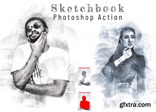 CreativeMarket - Sketchbook Photoshop Action 7087403