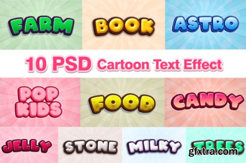 10 Psd Cartoon Text Effect Bundle 9469219