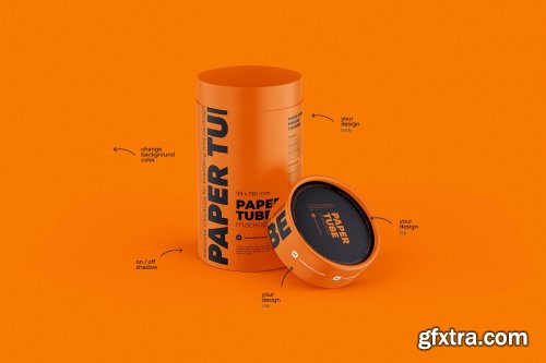 CreativeMarket - Opened Paper Tube Mockup 99x190mm 5918968