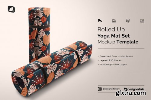 CreativeMarket - Rolled Up Yoga Mat Set Mockup 5320706