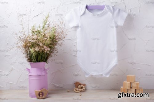 Baby Bodysuit Mockup with Wild Flowers