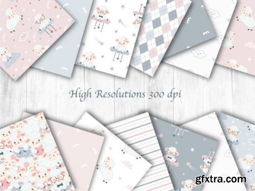  Kawaii Cute Sheeps Digital Papers