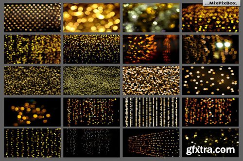 100 Golden Lights Photo Overlays