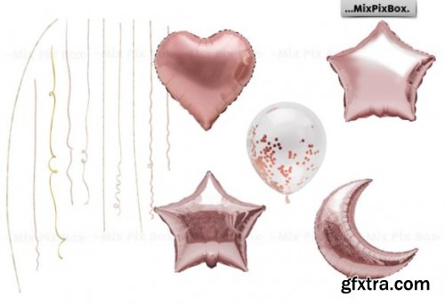  Rose Gold Foil Balloons Overlays