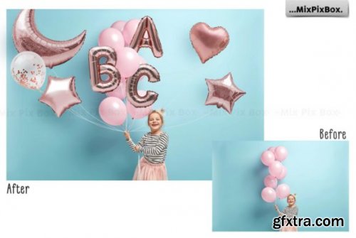  Rose Gold Foil Balloons Overlays