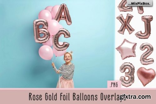  Rose Gold Foil Balloons Overlays