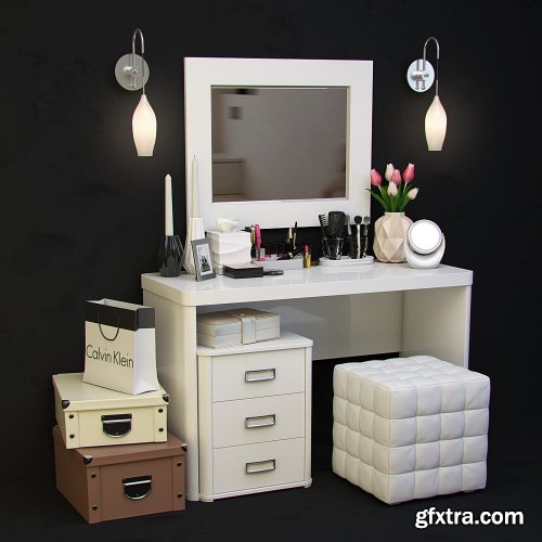 Dressing table with decorative set 1 