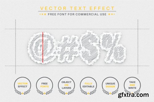 CreativeMarket - Hatching Paper Editable Text Effect 7083205