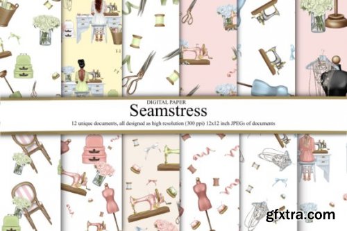 Sewing Kit Seamless Patterns