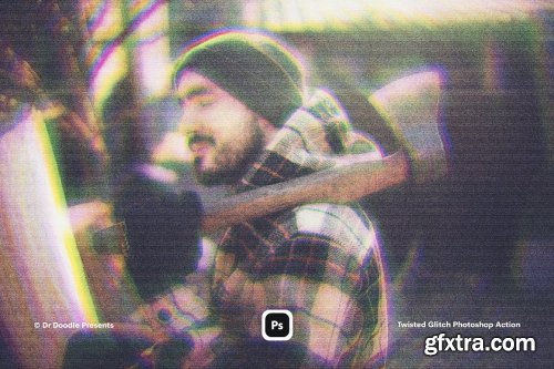 CreativeMarket - Twisted Glitch Photoshop Action 7088405