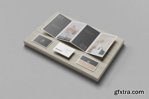  Realistic 4 Fold Brochure Paper Mockup