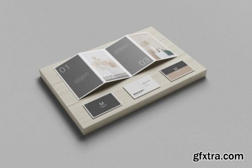  Realistic 4 Fold Brochure Paper Mockup