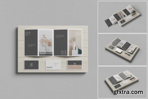  Realistic 4 Fold Brochure Paper Mockup