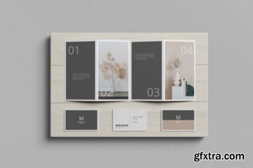  Realistic 4 Fold Brochure Paper Mockup