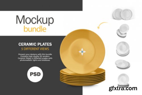  3D Ceramic Plates - Five Mockups Bundle