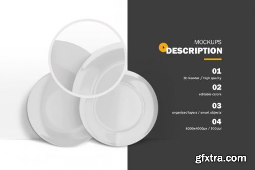  3D Ceramic Plates - Five Mockups Bundle