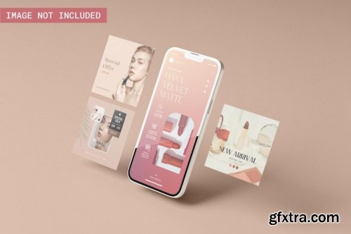 Instagram post mockup with phone screen mockup