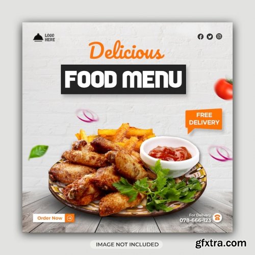 Food social media promotion and instagram banner post design template